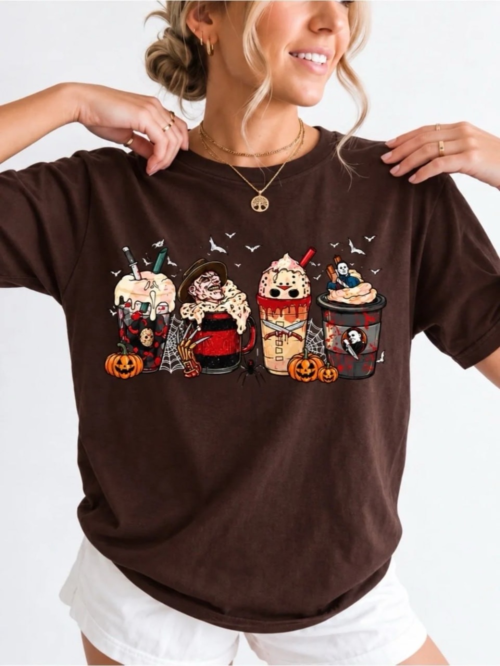 Brown Halloween Milkshake Graphic Tee